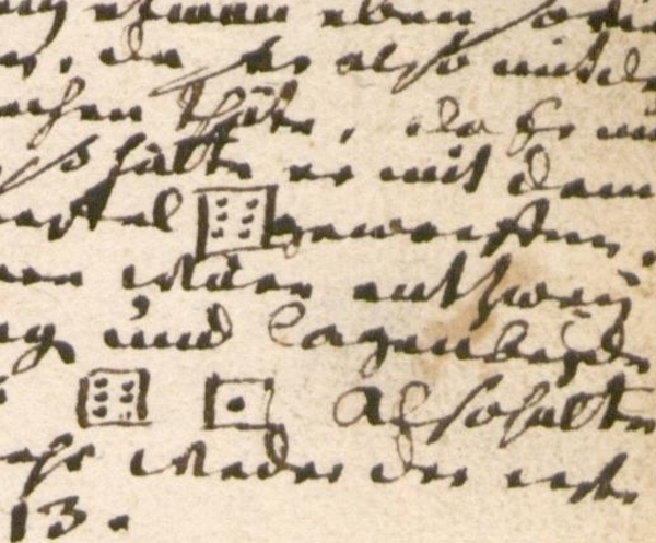 Page from the travel journal of Johann Andreas Silbermann with a description of the shattered die, 1741,  Sächsische Landesbibliothek – Staats- und Universitätsbibliothek Dresden.